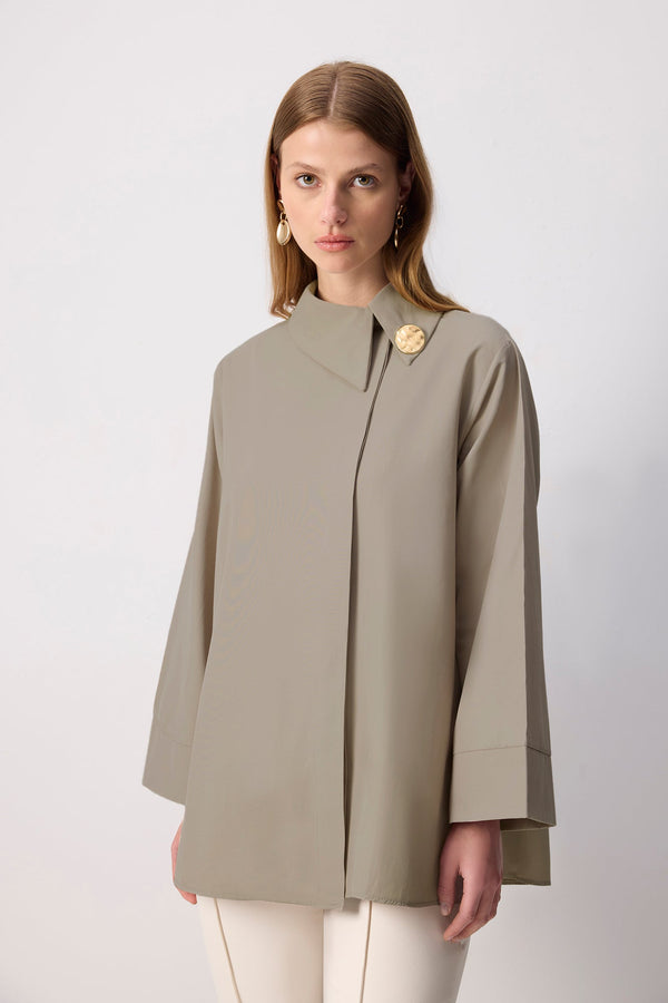 ASİMETRİK POPLİN GÖMLEK