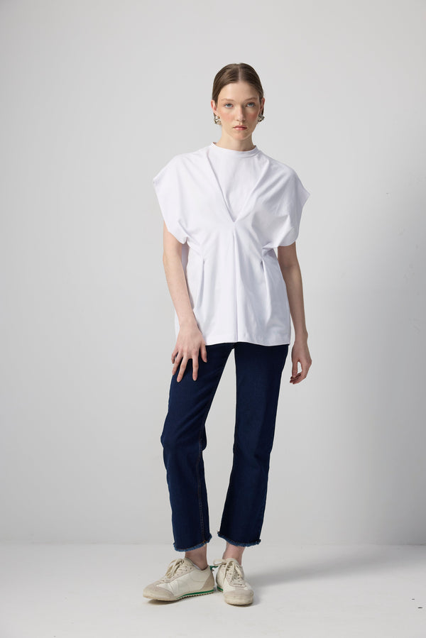 %100 PAMUKLU PENS DETAYLI KISA KOLLU T-SHIRT