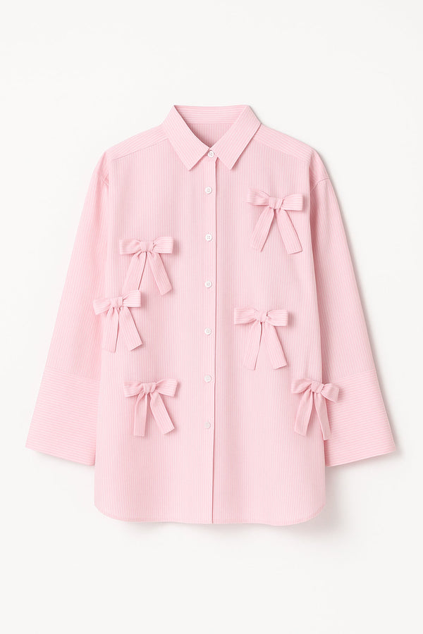 %100 PAMUKLU FİYONK DETAYLI ÇİZGİLİ GÖMLEK